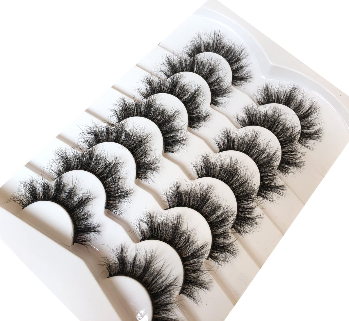 False Eyelashes 8D Faux Mink Wispy Volume 7 Pairs - Black, Handmade, Cruelty-Free