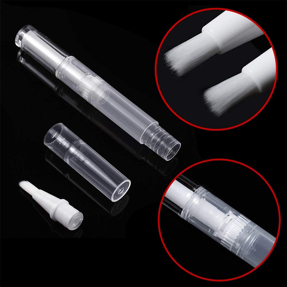 3ml Clear Plastic Nail Oil Pens with Nylon Brush Tips - 30 Pack