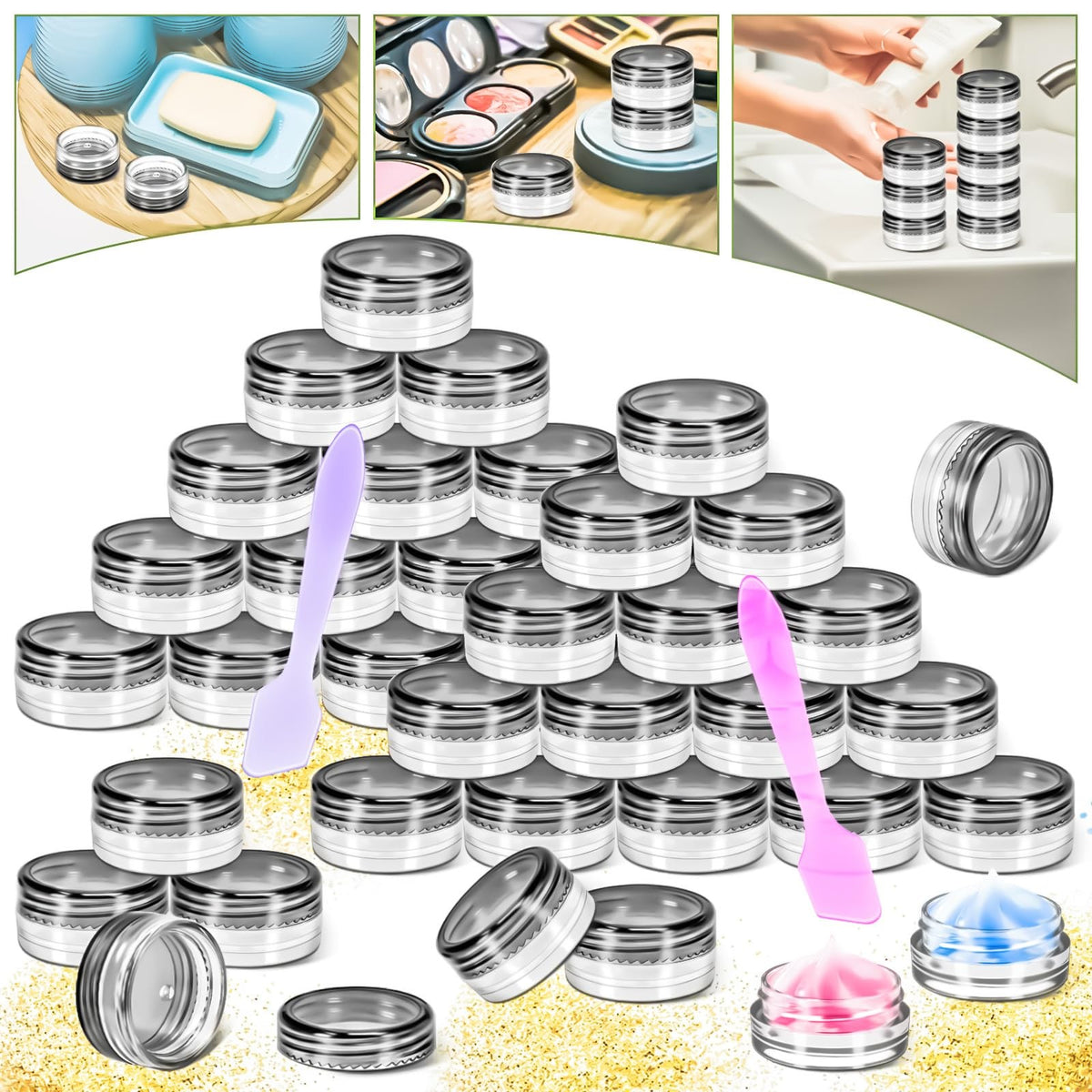 120 Pack 3g Plastic Cosmetic Jars with Lids - Clear Reusable Sample Containers