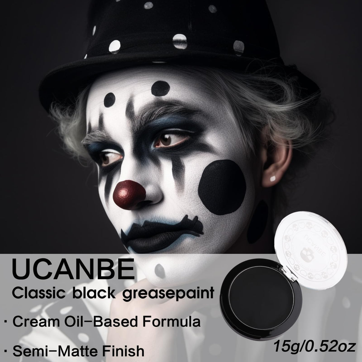 Black Face & Body Makeup Cream - 0.52 Ounce, Non-Toxic, Stage & Cosplay