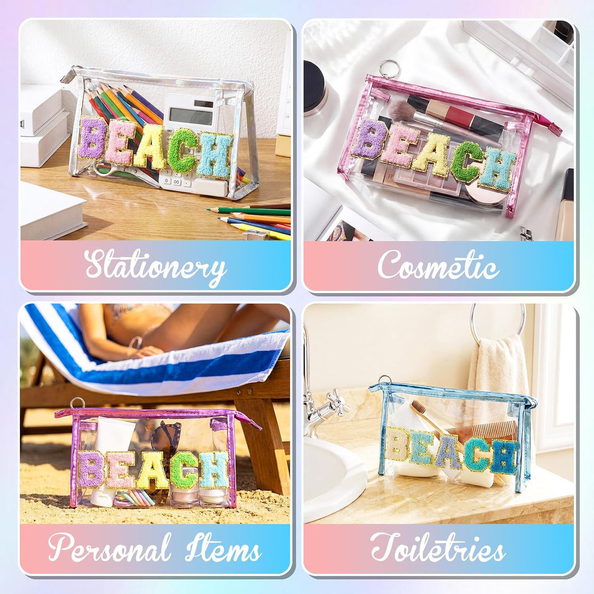 6-Pack Clear Waterproof Cosmetic Travel Pouch Organizer for Women