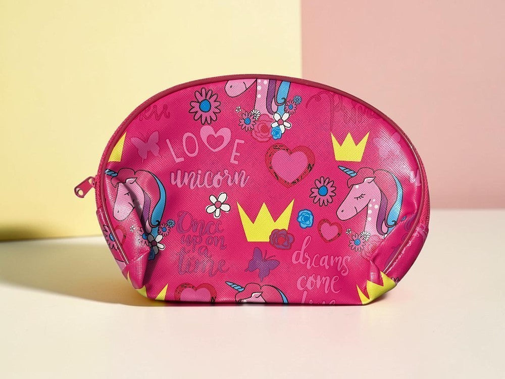 Pink Double-Sided Unicorn Cosmetic Bag - Large Zipper Makeup Organizer