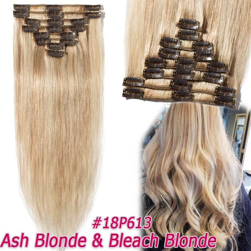 Clip In Human Hair Extensions Full Head 7 or 8 Pieces Remy Hair