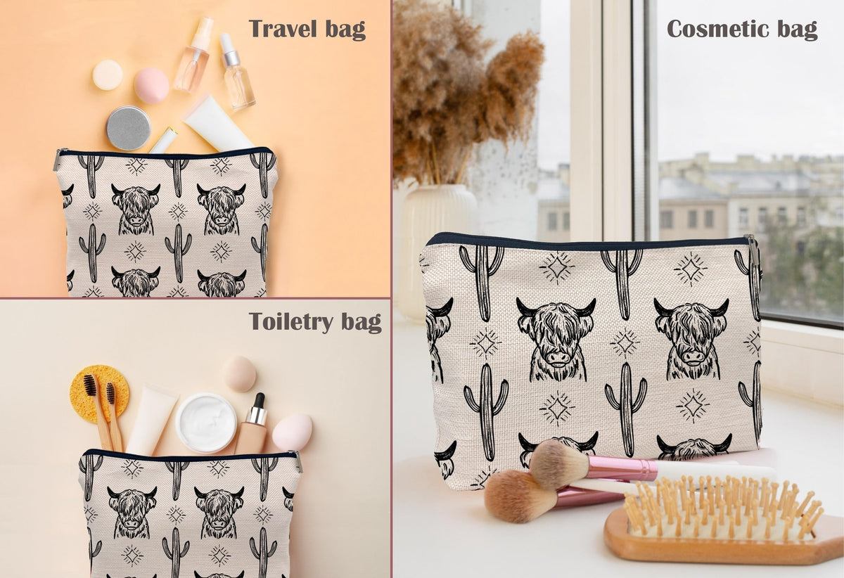Western Cowgirl Makeup Bag - Portable Cosmetic Organizer for Travel & Gifts