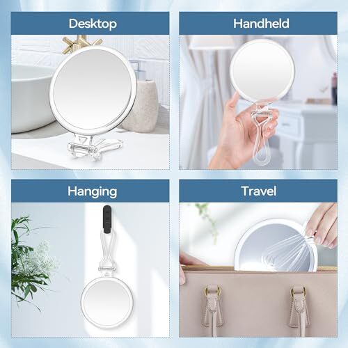Travel Magnifying Mirror with Handle - Assorted Sizes 20X, 25X, 30X