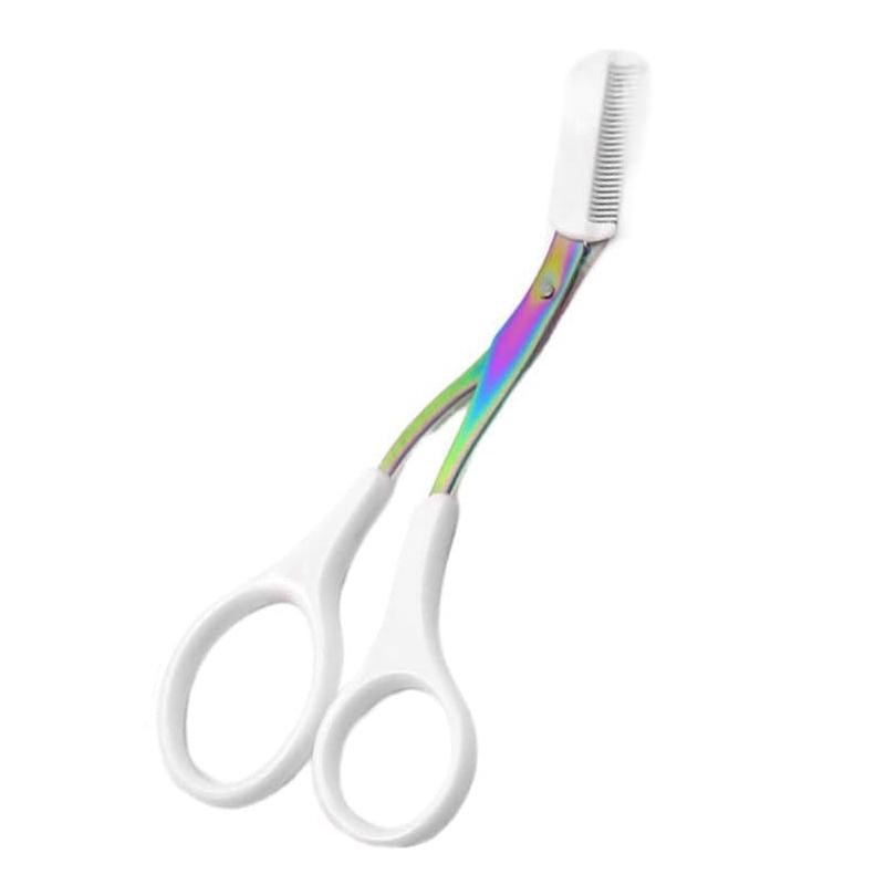 Stainless Steel Eyebrow Trimmer Shears with Comb - 1Pc Personal Care Tool