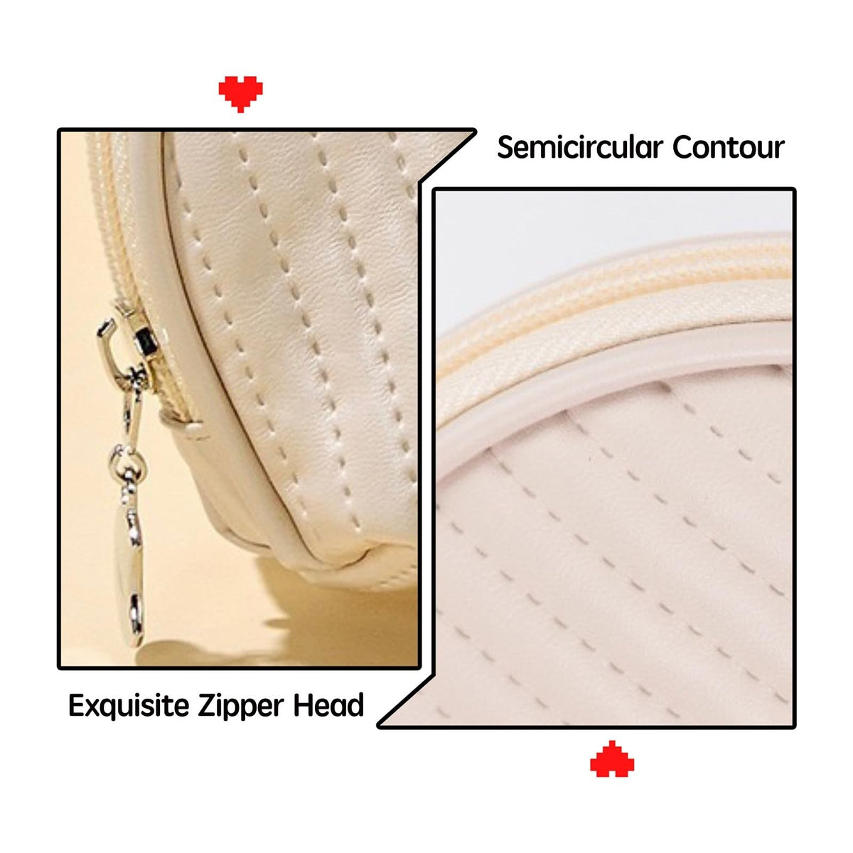 Mini Waterproof Makeup Bag for Purse Travel Organizer - Beige
