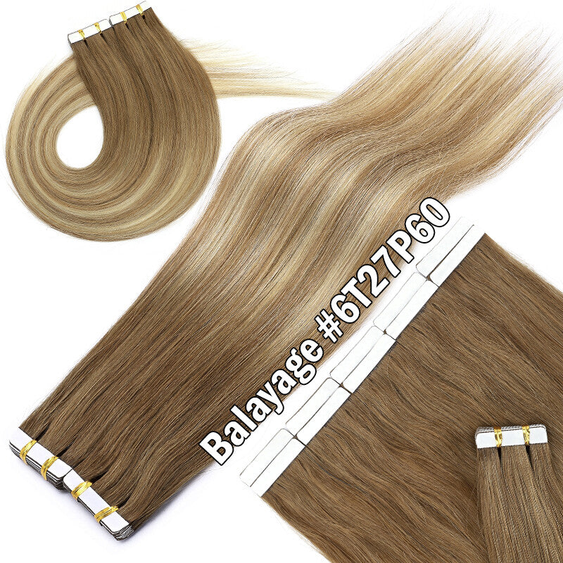 Russian Tape-In Hair Extensions Full Head 100% Remy Human Hair 60pcs