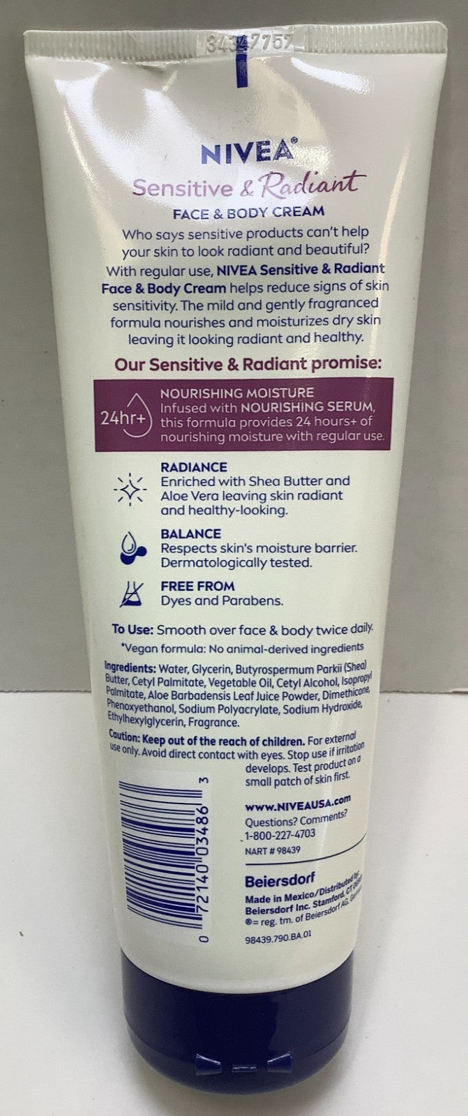 Sensitive & Radiant Face & Body Cream, 6.8oz (2-Pack)