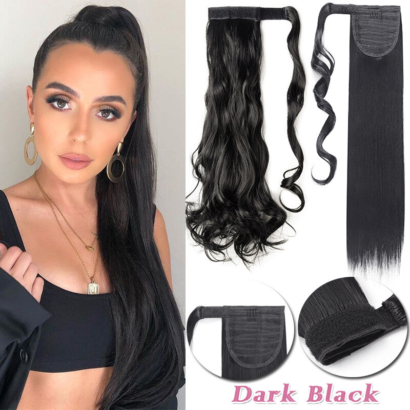 Clip-In Thick Hair Ponytail Extension - Real Human Hair, Various Lengths & Colors