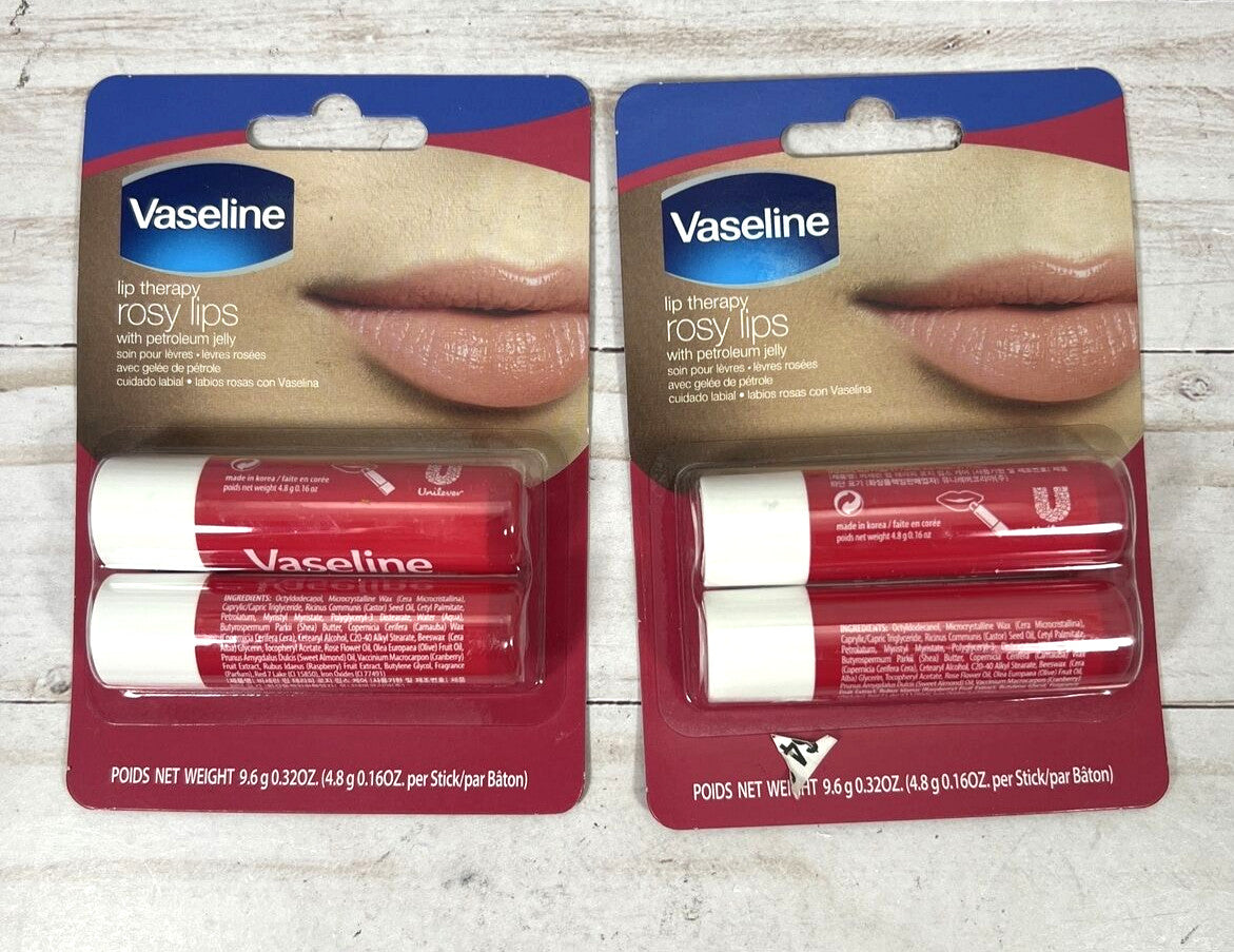 Vaseline Rosy Lips Lip Therapy Sticks Twin Pack - Tinted Lip Balm with Petroleum Jelly