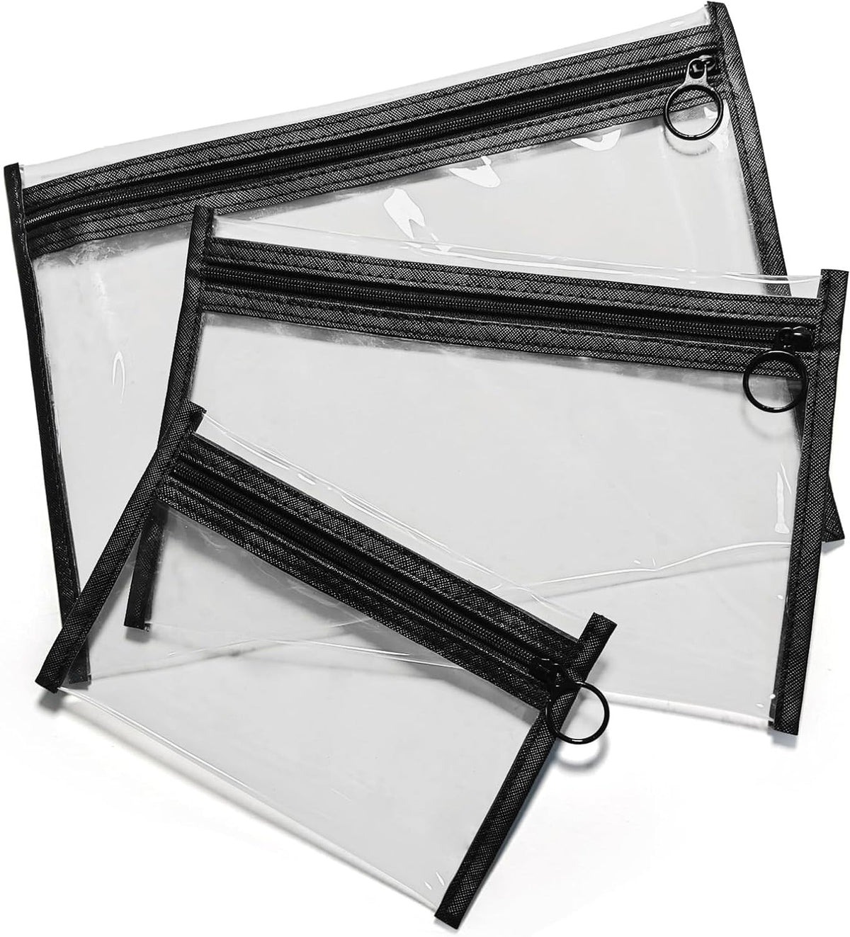 3 Pack Clear Travel Makeup & Toiletry Organizer Bags with Zipper