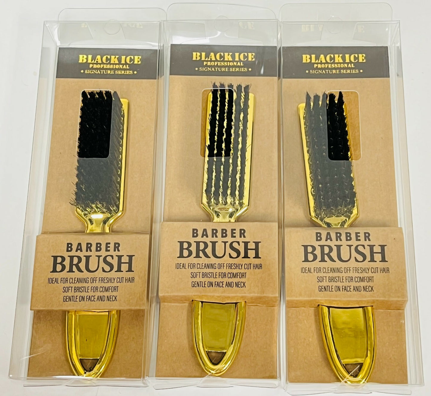 Barber Brush with Soft Gold Bristles - Professional Hair Cutting Tool - Pack Options