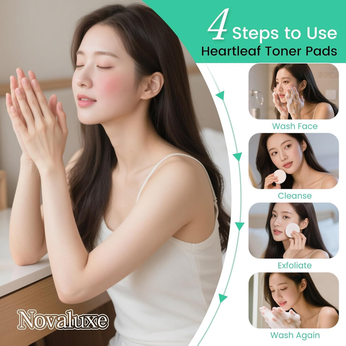 Exfoliating Hydrating Facial Toner Pads with Salicylic Acid & Hyaluronic Acid – 70 Count