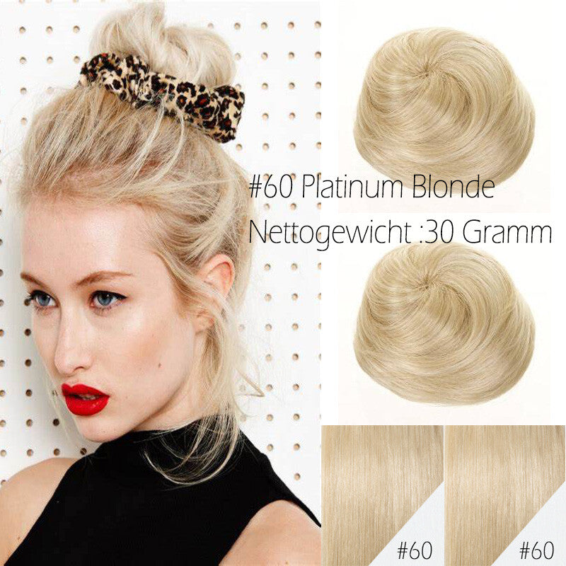Clip-In Human Hair Bun Extensions Curly & Straight | Messy Hair Piece