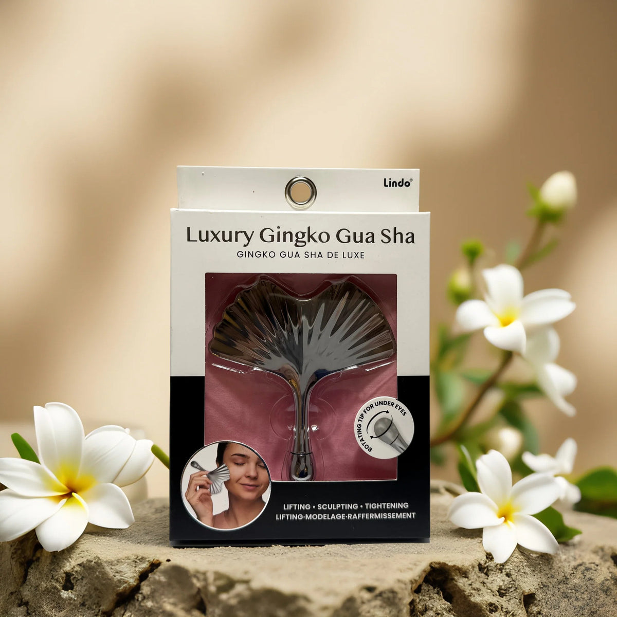 Ginkgo-Shaped Facial Gua Sha Tool for Lifting & Sculpting - Stainless Steel