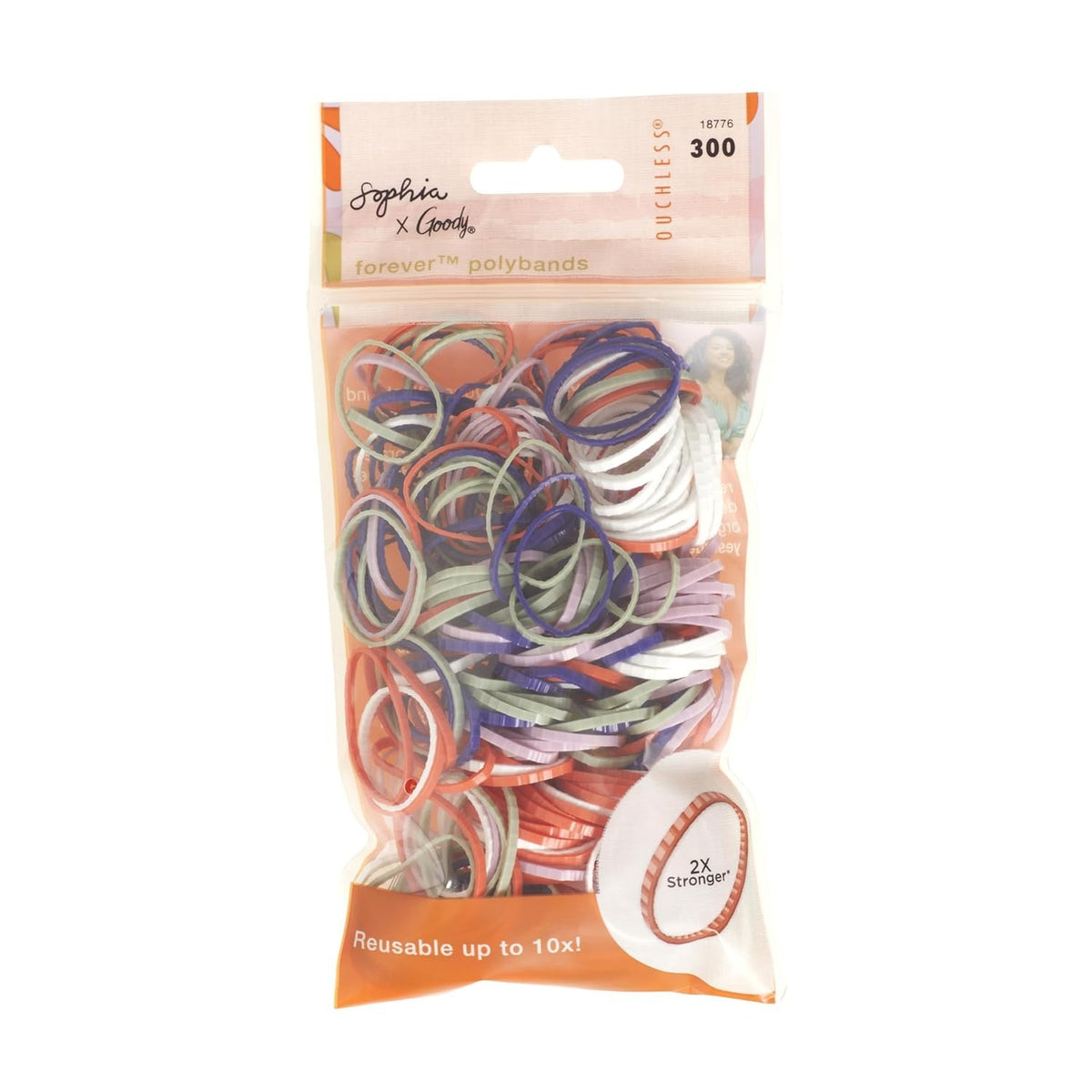 Goody Ouchless Forever Polyband Hair Ties, 150 Ct, Clear, Elastic