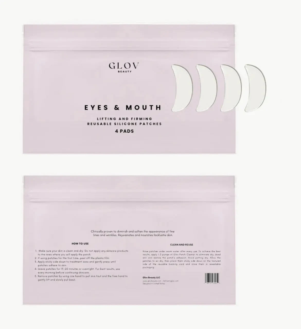 Reusable Silicone Eye & Mouth Patches for Fine Lines & Wrinkles - Set of 4