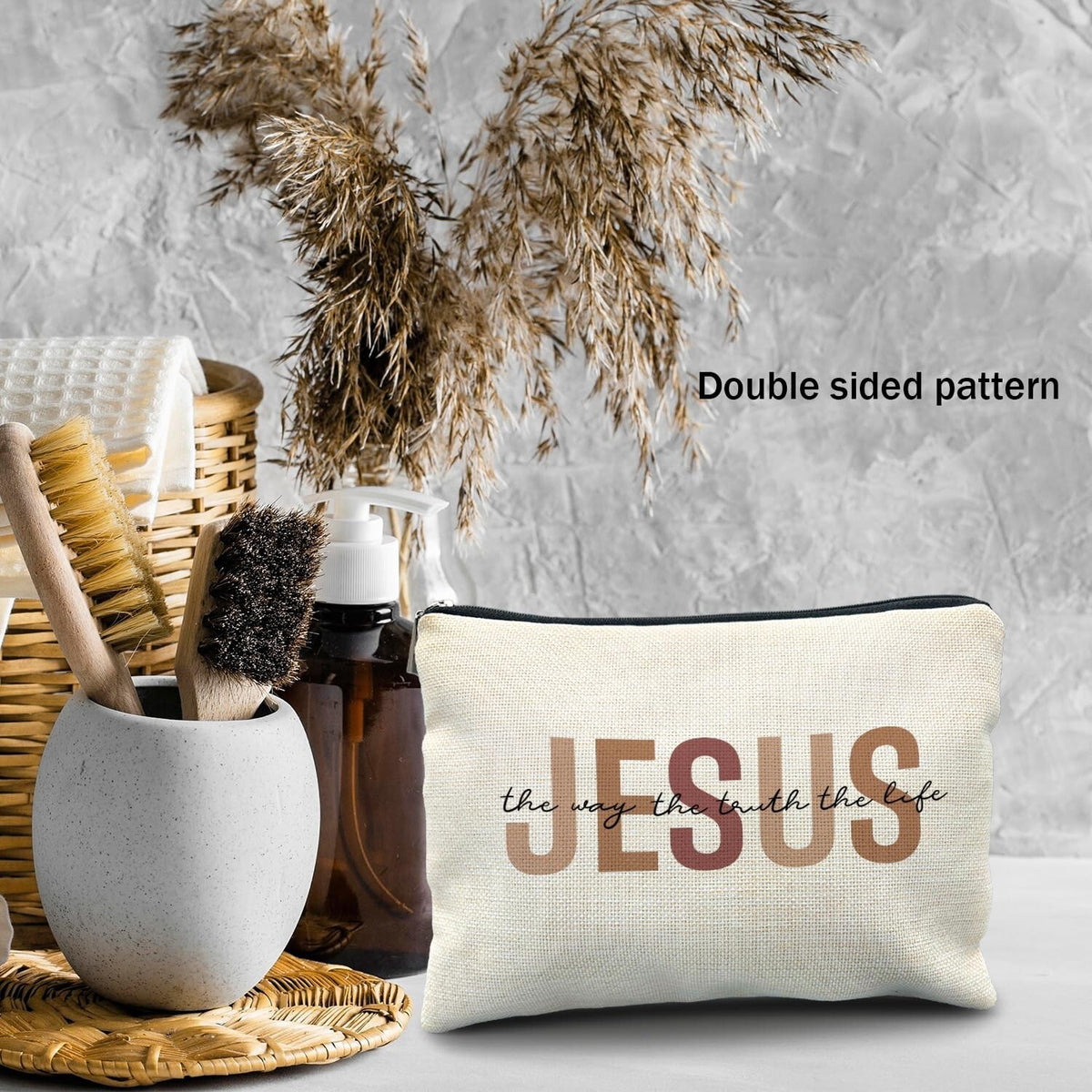 Christian Makeup Bag - Linen Bible Pouch for Women, Gift for Her