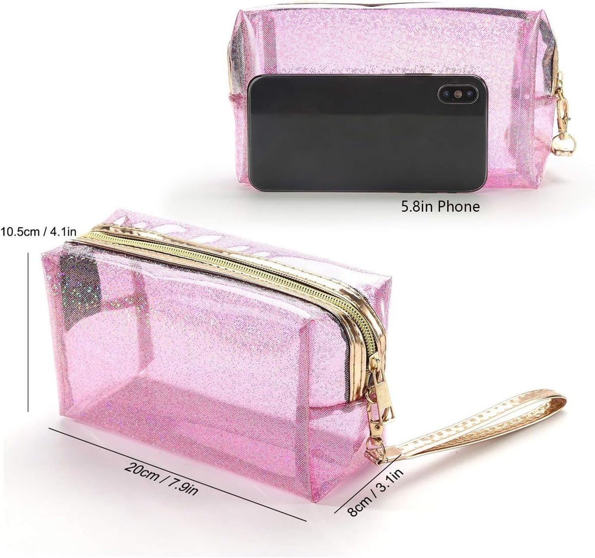 4-Pack Waterproof Cosmetic Bags with Zippers and Handle - Clear PVC Toiletry Organizer