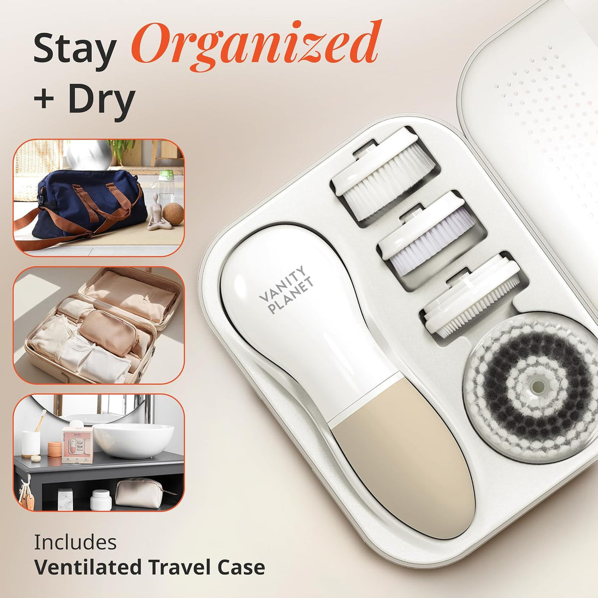 Electric Facial Cleansing Brush with 4 Exfoliating Heads – Waterproof, Handheld