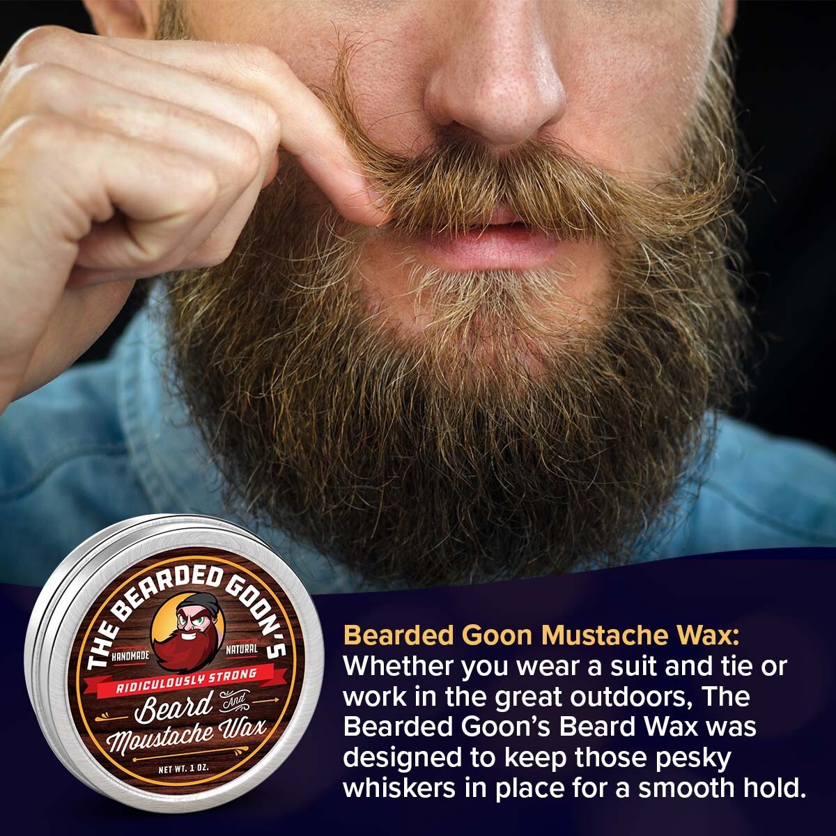 Ridiculously Strong Beard & Moustache Wax - All Natural Hold for Unruly Facial Hair