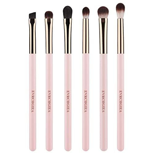 Eye Makeup Brush Set - 6 Pcs Professional Blending Brushes for Eyeshadow, Vegan Wool, Wood Handle