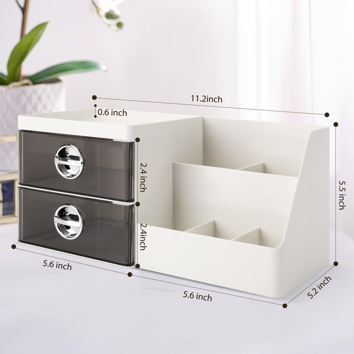 Large Capacity Makeup Organizer with Clear Drawers for Vanity and Skincare