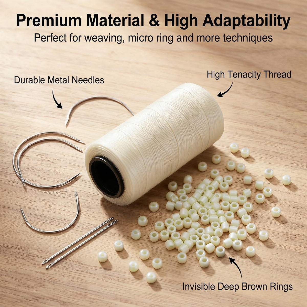 Hair Extensions Tool Kit: 200 Pcs Silicone Lined Micro Links Beige