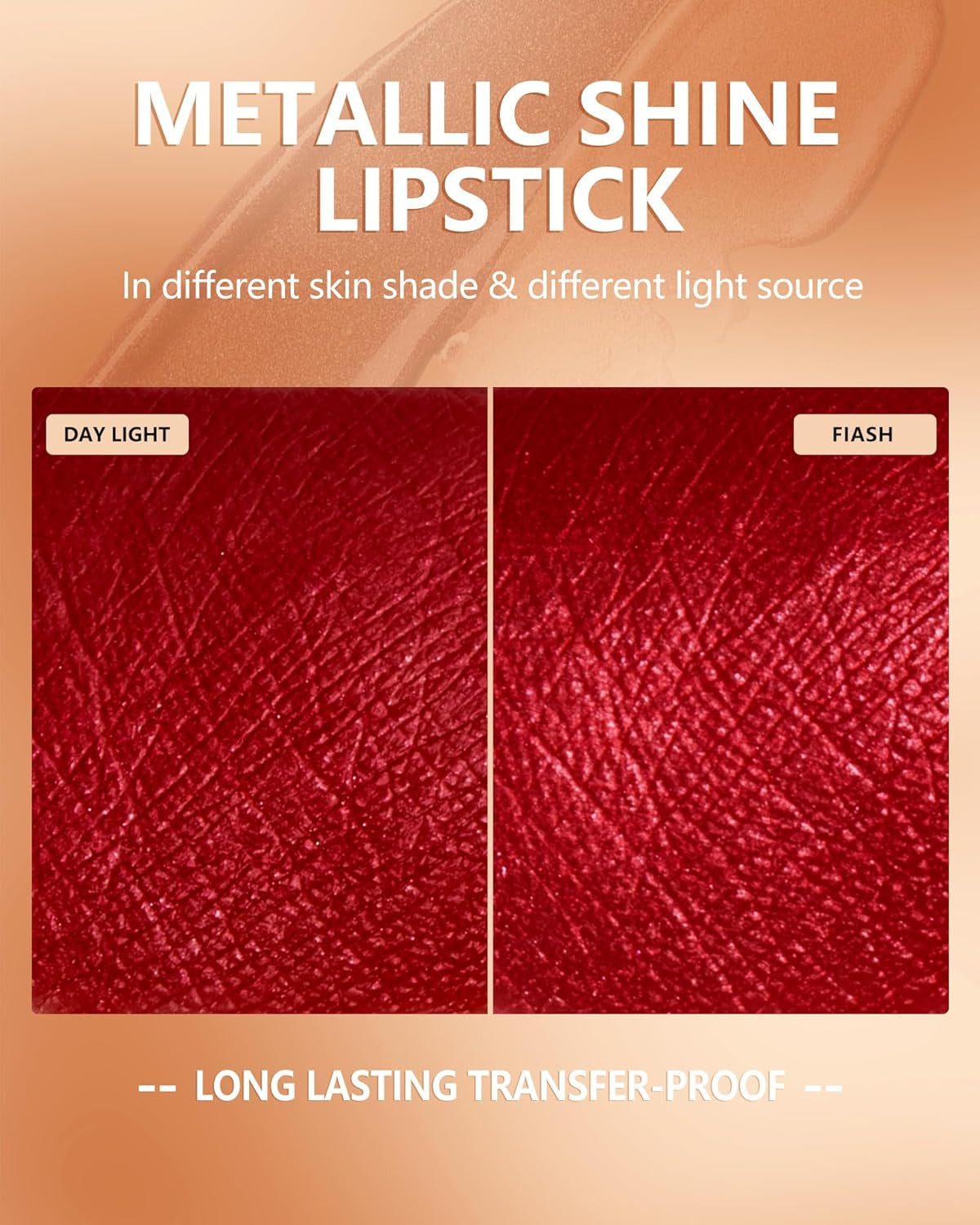 Lipstick for Women Red Metallic Lip Gloss Long Lasting No Smudge