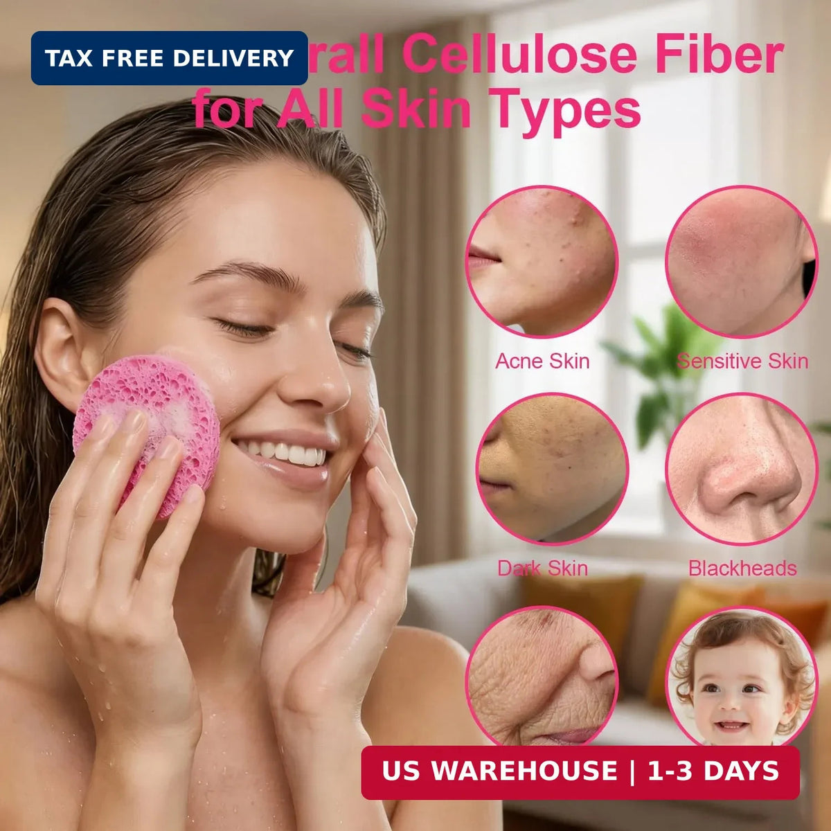 180 Pack Reusable Eco-Friendly Compressed Facial Sponges for Gentle Cleansing