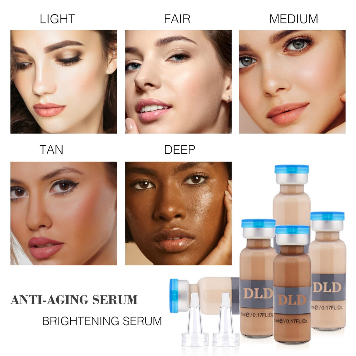 Facial Glow Serum Starter Kit with 5 Shades for Brightening & Hydrating Skin