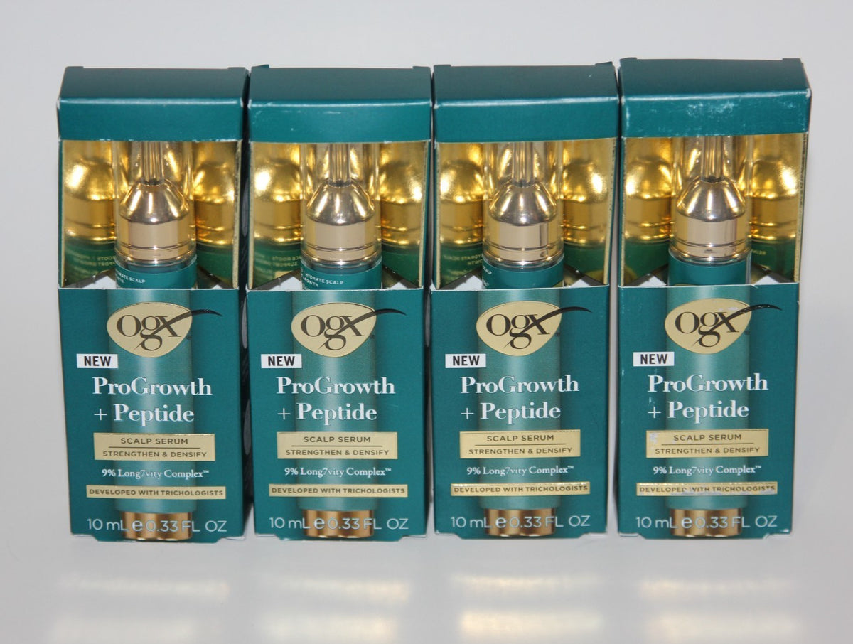 LOT (4) OGX PROGROWTH PEPTIDE SCALP SERUM STRENGTHEN DENSIFY 10ML NEW