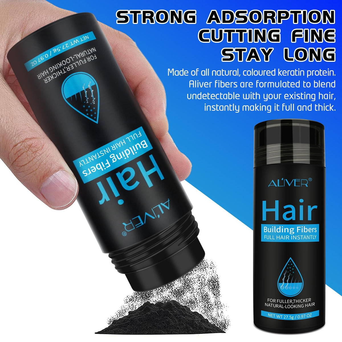 Hair Fibers for Thinning Hair - Black, 0.97 oz