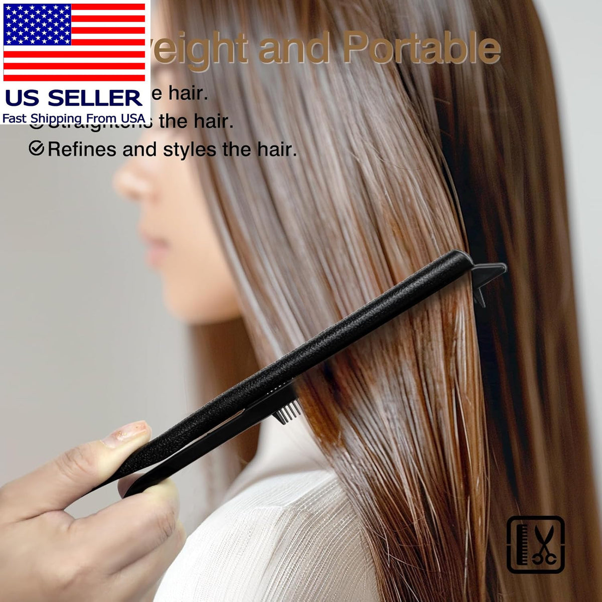 V-Shaped Portable Wheat Straw Hair Straightener Comb for Styling & Detangling