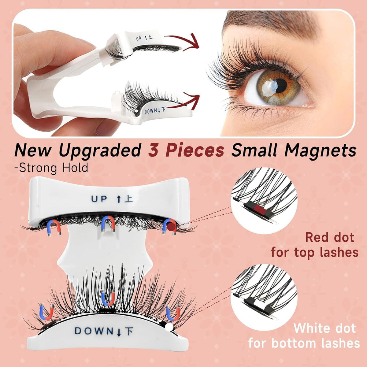 Magnetic Eyelashes Kit with Applicator - Reusable False Lashes, Natural Look