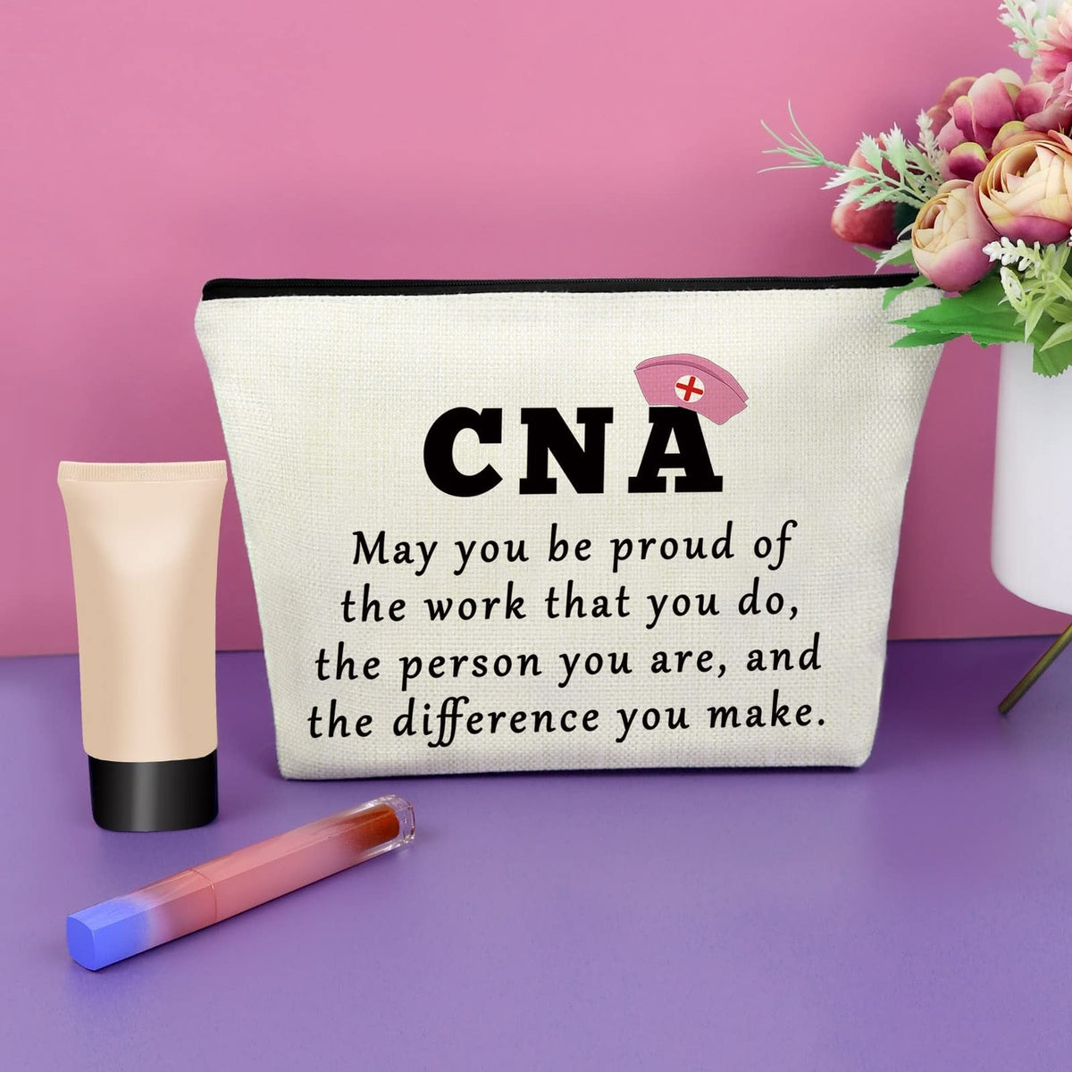 Makeup Bag for Nurses CNA Appreciation Gifts Women Travel Cosmetic Case