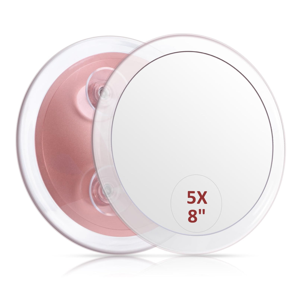 8 Inch Magnifying Mirror with 5X Magnification and Suction Cups for Travel & Grooming