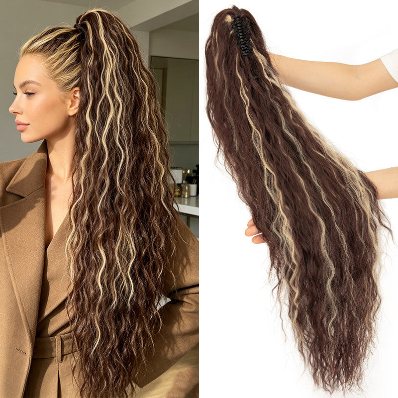 30-Inch Fluffy Ponytail Hair Extension with Claw Clip - Straight & Wave Styles