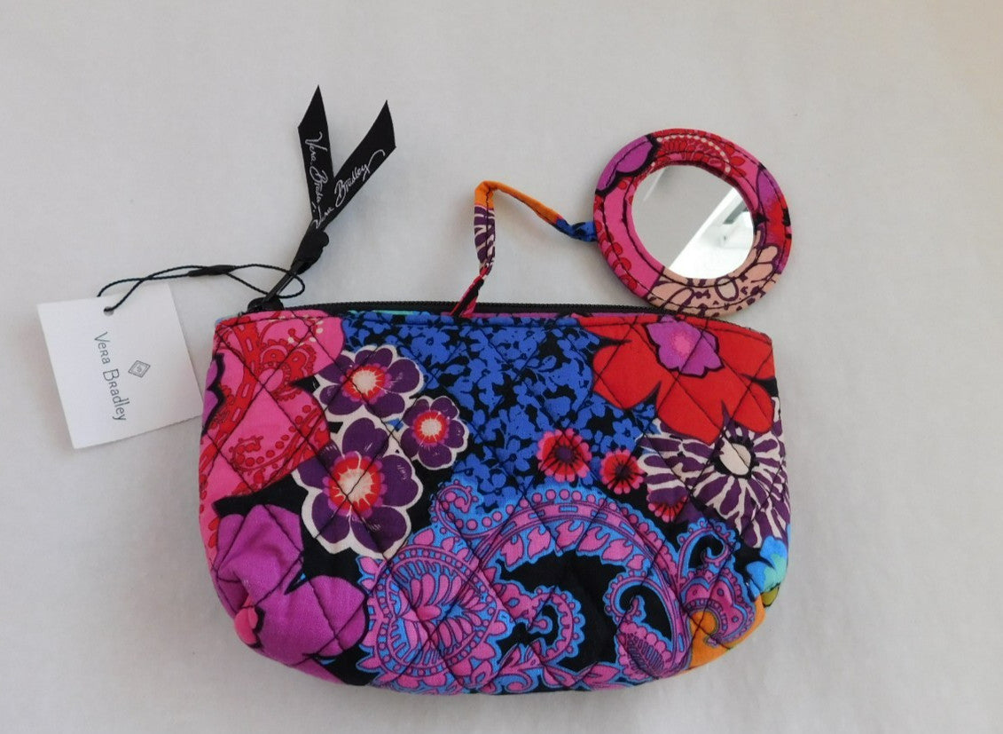 Vera Bradley Small Mirror Zip Cosmetic Case - Floral Fiesta Pattern