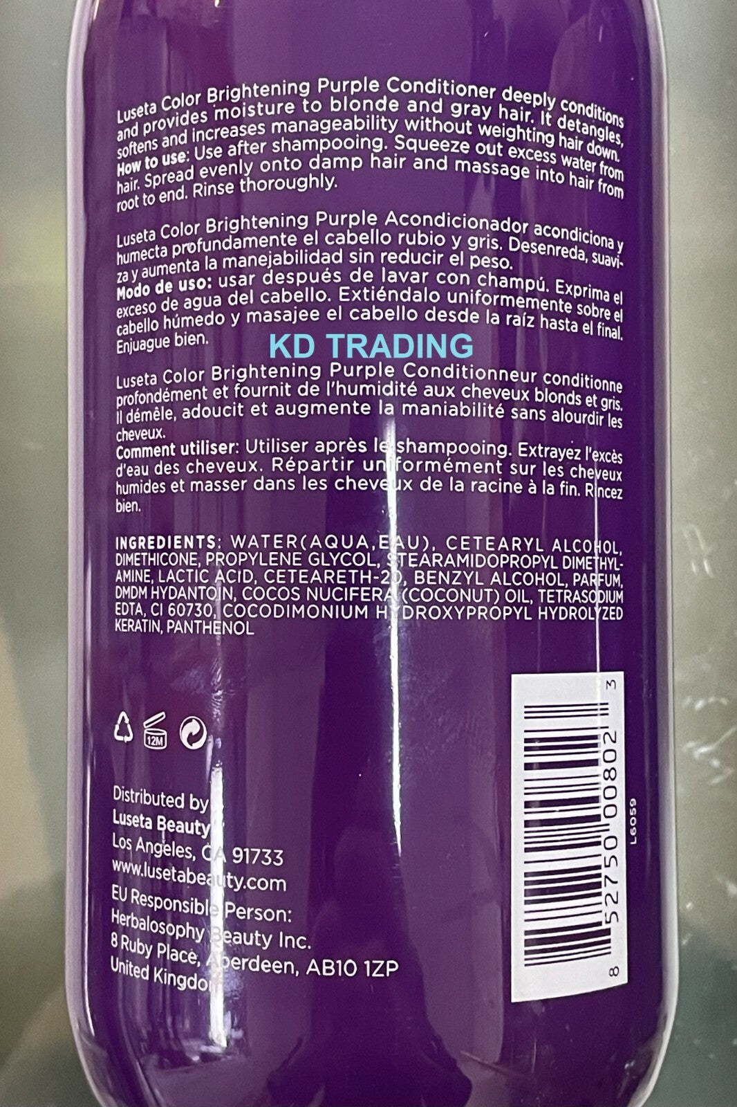 Purple Brightening Hair Conditioner for Blonde & Gray Hair - Detangles & Softens