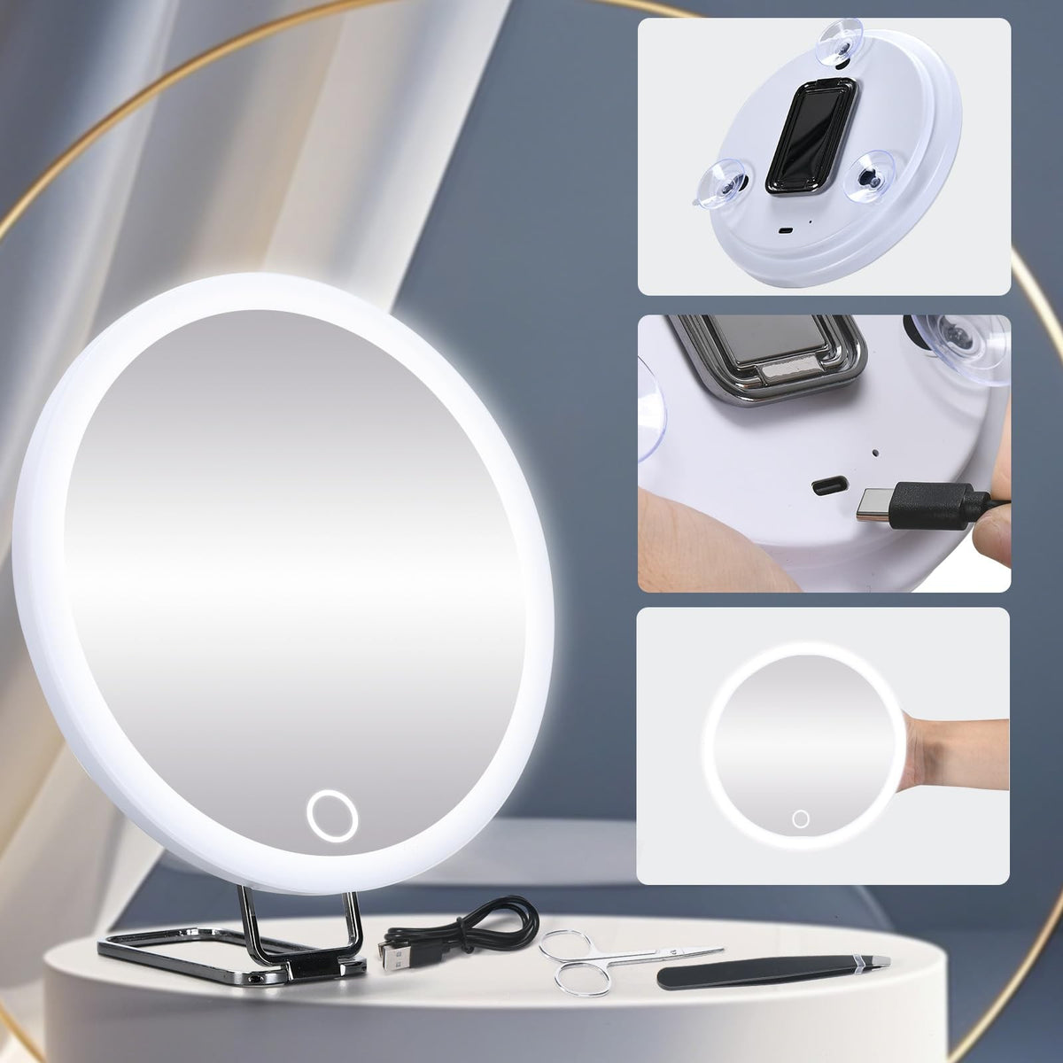 Magnifying Makeup Mirror with LED Lights 10x Zoom Portable Travel