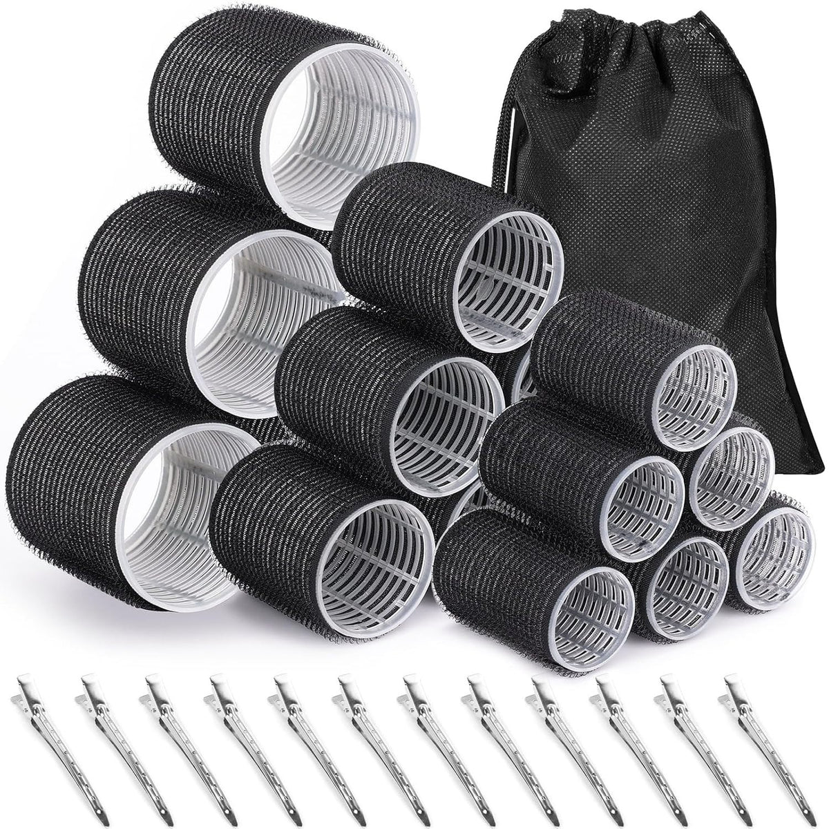 Self-Grip Hair Curlers 30-Piece Set with Clips for All Hair Types