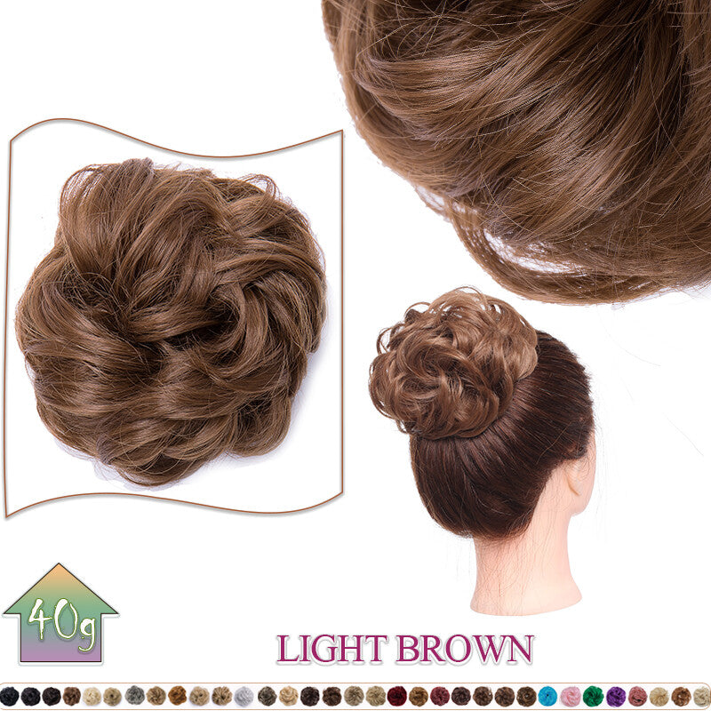 Curly Messy Bun Hair Extension Scrunchie Natural Updo Thick Human Hair