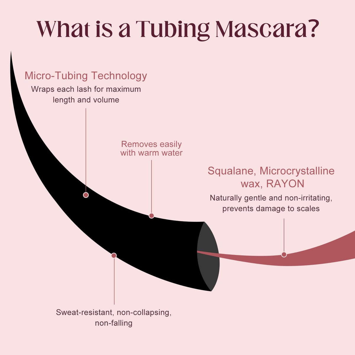 Lengthening Waterproof Tubing Mascara with Nourishing Squalane - Black