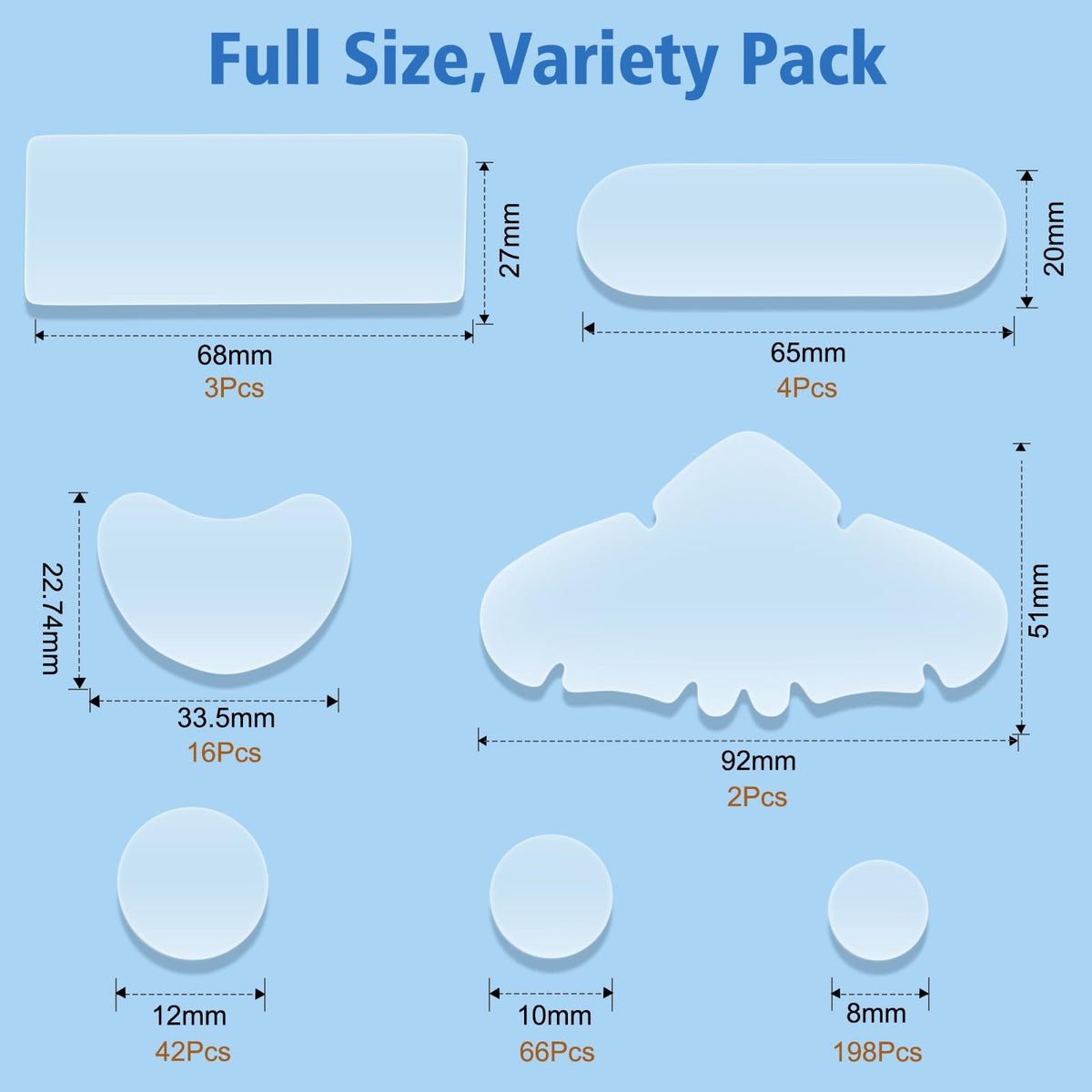 Acne Pimple Patches - 331 Count, 7 Sizes for Face & Body