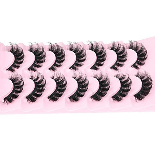 False Eyelashes D Curl Wispy 7 Pairs Natural Look Mink Lashes