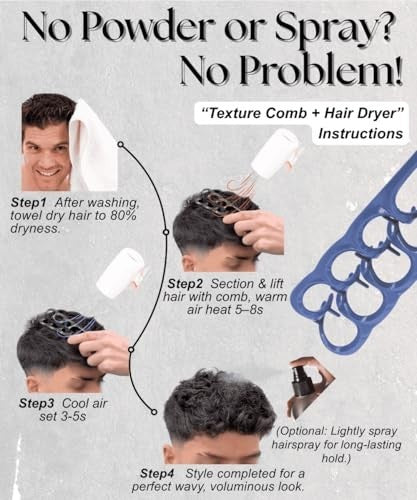 2 Pack Root Lift Comb Set for Volumizing & Textured Waves - Wide Tooth Styling Tools