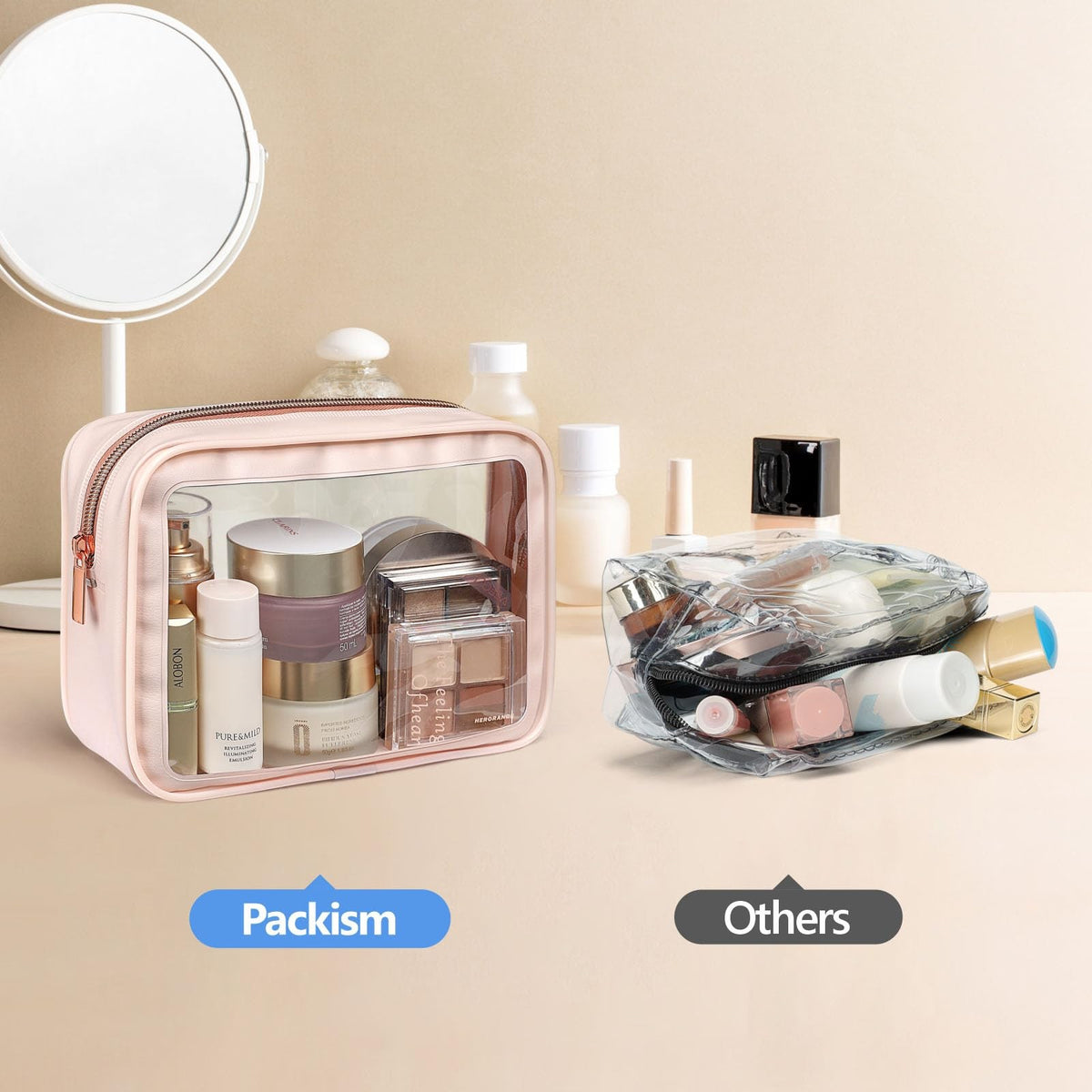 TSA Approved Clear Toiletry Bag Set - 2 Pack Travel Cosmetic Organizer