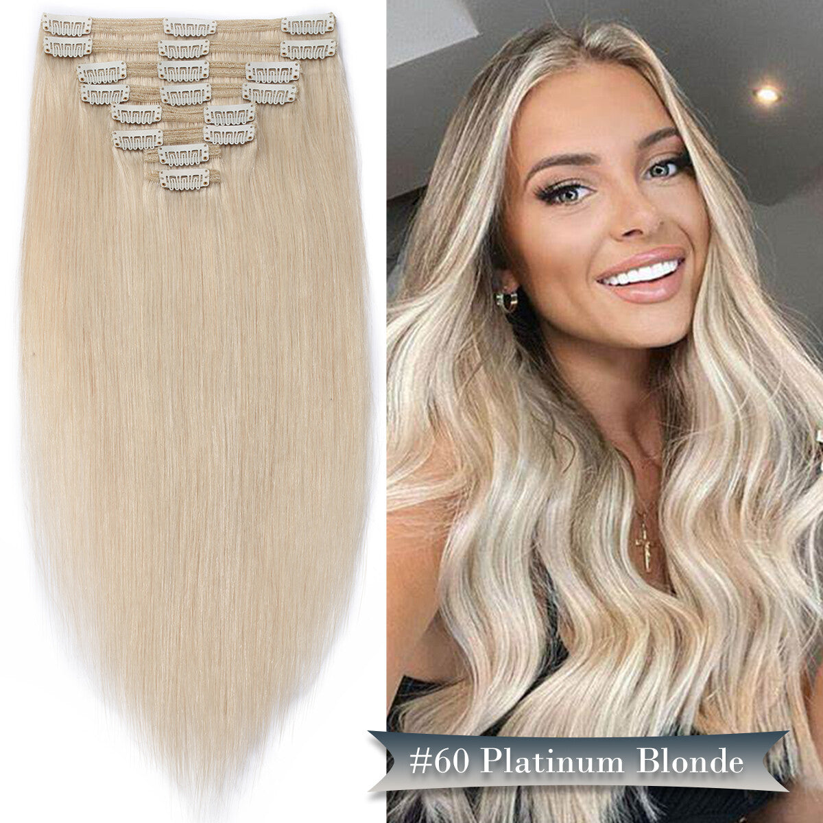 Double Weft Clip-In Human Hair Extensions Full Head - Thick & Tangle-Free